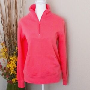 Long Sleeve Fleece Quarter Zip Coral-Pink, Medium